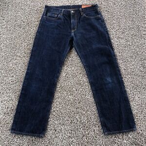 Jean Shop Rocker Jeans Men 33 (Fits 34x28) Selvedge Denim Dark Wash Straight Leg